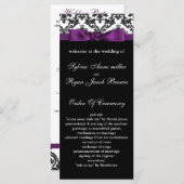 damast rand paarse bruiloft programma (Voorkant / Achterkant)