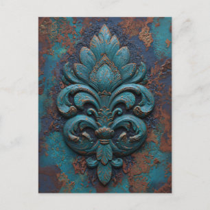 Damast reliëf Fleur-De-Lis Briefkaart