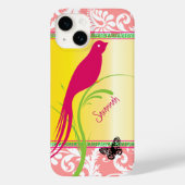 Damast Roze Zwaluw Vogelvlinder Case-Mate iPhone Case (Achterkant)