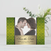 Damast Save the Date Foto (Staand voorkant)