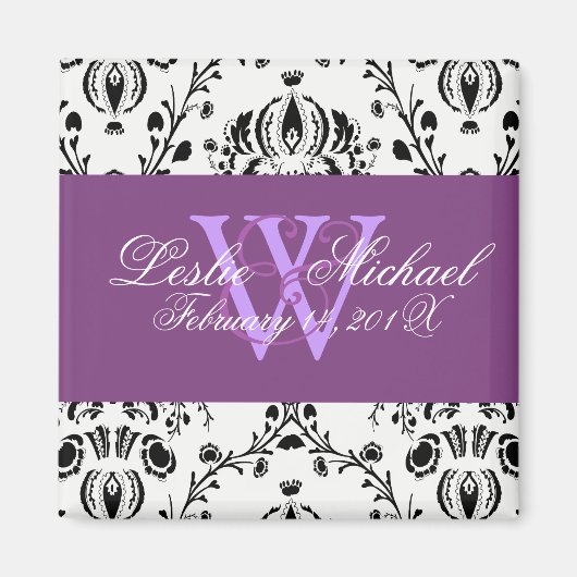 Damast Save the Date Huwelijk, Magneten (Voorkant)