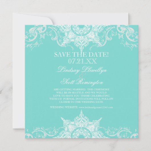Damast toile swirl save-the-dates save the date (Voorkant)