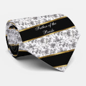 Damast, Vader van de Bruid, Zwart en Goud Stropdas (Opgerold)