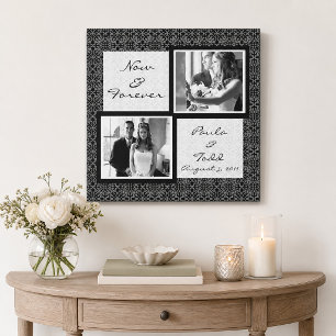 Damast Vintage Trouwfoto Gewikkeld Canvas Afdruk