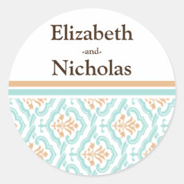 Damast Wallpaper Floral bruiloft uitnodiging zegel