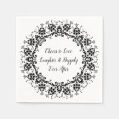 Damast Zwart En Wit Bruiloft Papieren Servet (Voorkant)