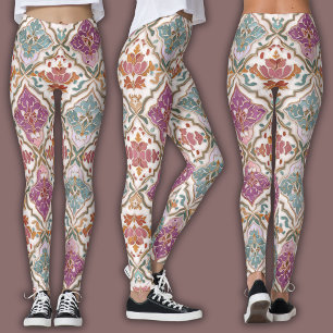 Damastpatroon   Aarde en juweeltoon Leggings
