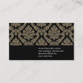Damastpatroon Zwarte Achtergrond Visitekaartje (Achterkant)