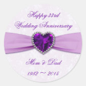 Damastring 33e huwelijksverjaardag Ronde sticker (Voorkant)