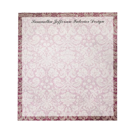 Damaswijn, speciaal gepersonaliseerd Notitieblok (Voorkant)