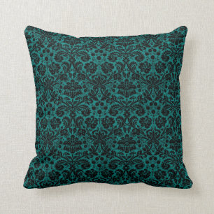 Damaszwart Blauwgroen Kussen