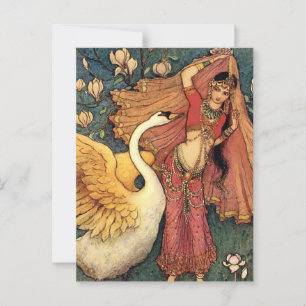 “Damayanti en de zwaan” door Warwick Goble Briefkaart