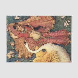 “Damayanti en de zwaan” door Warwick Goble Tissuepapier