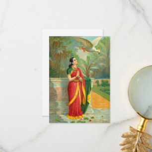 Damayanti en Swan door Raja Ravi Varma Bedankkaart