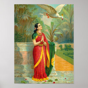 Damayanti en Swan door Raja Ravi Varma Poster