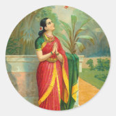 Damayanti en Swan door Raja Ravi Varma Ronde Sticker (Voorkant)