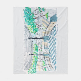 Dambord Kiosk Parkzicht Fleece Deken