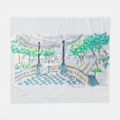 Dambord Kiosk Parkzicht Fleece Deken (Voorkant (Horizontaal))