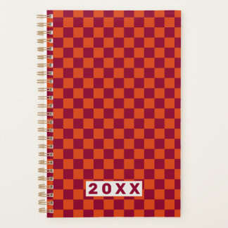 Dambord Oranje Bourgondië Retro Patroon 2026 Planner