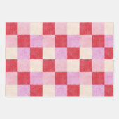 dambord valentijn plaid rood roze crème preppy inpakpapier vel (Voorkant 2)