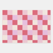 dambord valentijn plaid rood roze crème preppy inpakpapier vel (Voorkant)