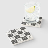 dambordharten stenen onderzetter (Zijkant)