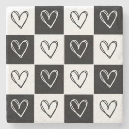 dambordharten stenen onderzetter