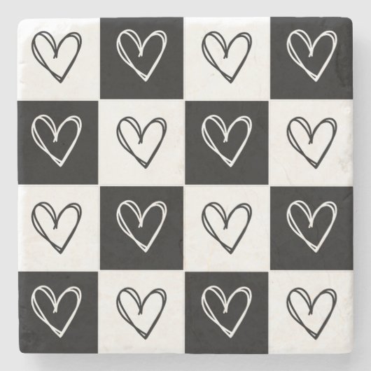 dambordharten stenen onderzetter (Voorkant)