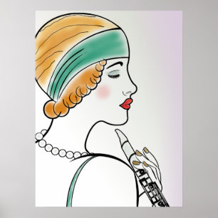 Dame Art déco avec Clarinet