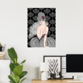 Dame Art Déco avec Damas - BIANCA : Gris d'hiver (Bureau à domicile)