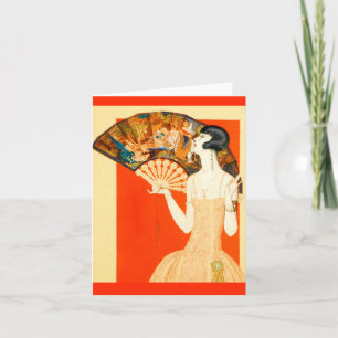 dame art déco avec ventilateur