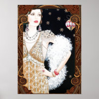 Dame Art déco vintage dans la fenêtre
