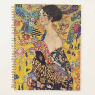 Dame Art nouveau vintage avec peinture d'éventail
