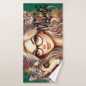 Dame aux chats folle (Serviette de bain)