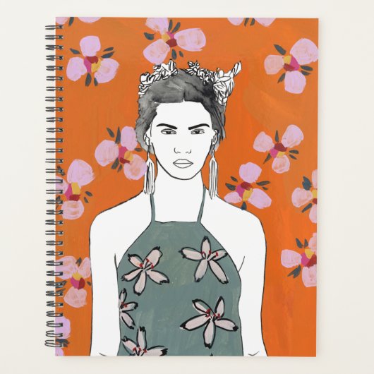Dame aux fleurs roses - Orange (Devant)