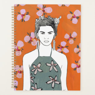 Dame aux fleurs roses - Orange