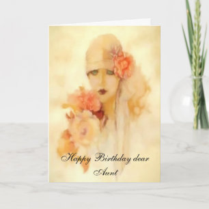 "DAME AUX YEUX VERTS" TANTE CARTE D'ANNIVERSAIRE