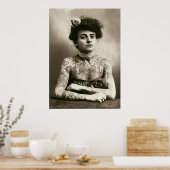 Dame avec tatouages poster photo Vintage (Cuisine)