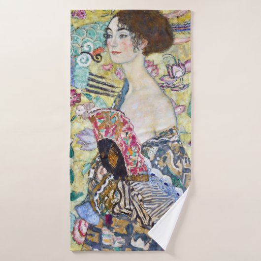 Dame avec un ventilateur, Gustav Klimt (Serviette de bain)