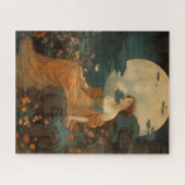 Dame bij maanlicht, Elegante Art Nouveau Legpuzzel (Horizontaal)