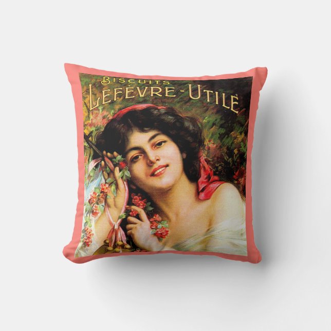  dame Biscuits Lefevre-Utile 1909 Kussen (Voorkant)