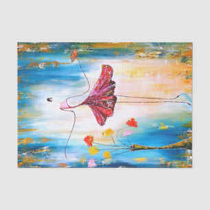 Dame blauw, ontkoppeld tissuepapier