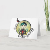 dame blauw wenskaart feestdagen kaart (Voorkant)