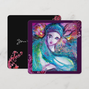 DAME BLAUWE MASKER Elegant Masquerade Feest, Turqu Kaart