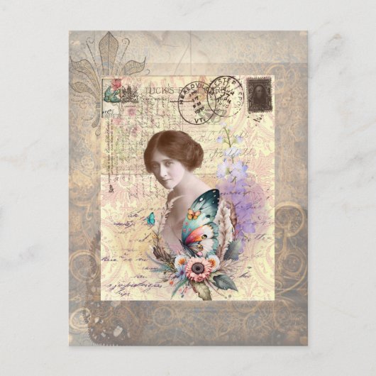 dame briefkaart (Voorkant)