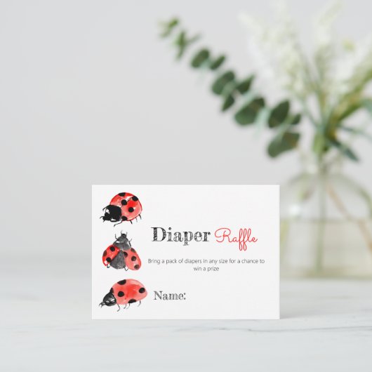 Dame bug diaper baby shower insert informatiekaartje (Staand voorkant)