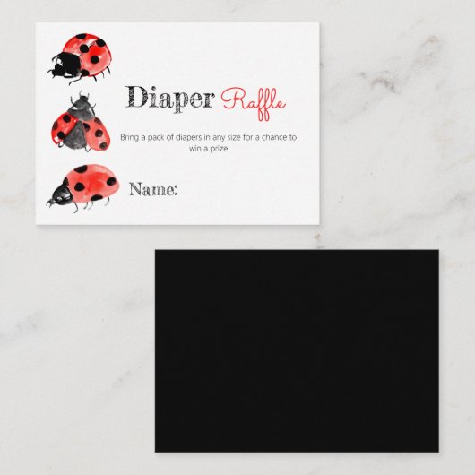 Dame bug diaper baby shower insert informatiekaartje (Voorkant / Achterkant)