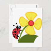 Dame Bug op Gele Bloem Briefkaart (Voorkant / Achterkant)