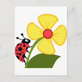 Dame Bug op Gele Bloem Briefkaart