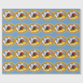 Dame bug op madeliefje in lijst bladeren cadeaupapier (Vlak)